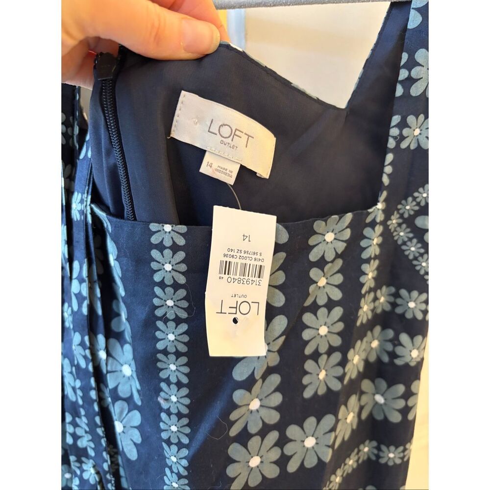 NWT Loft midi tie waist dress, Sz 14, $98 G30 - Picture 4 of 8